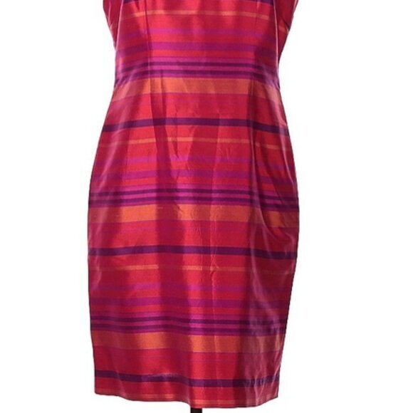 Vintage Jillian Jones 100% silk striped shift dress sz 8 - Picture 2 of 12
